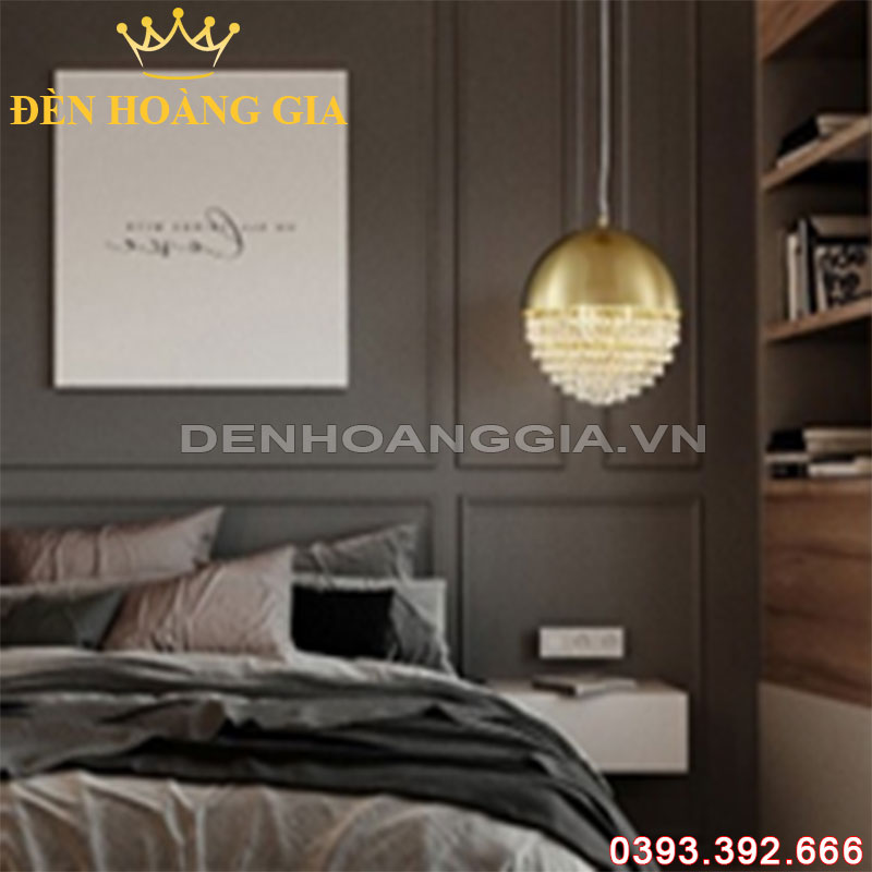 Đèn led thả quả Cầu pha lê Gold Rolux-DLTC01G