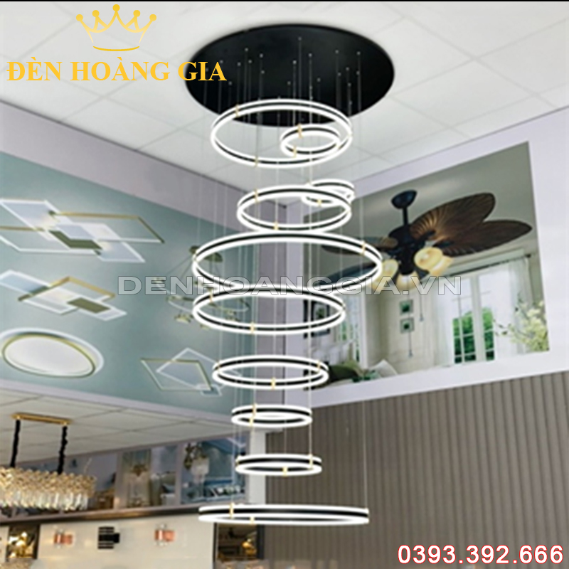 Đèn Led thả thông tầng 10 vòng D1200 Rolux-DCTT10VD1200