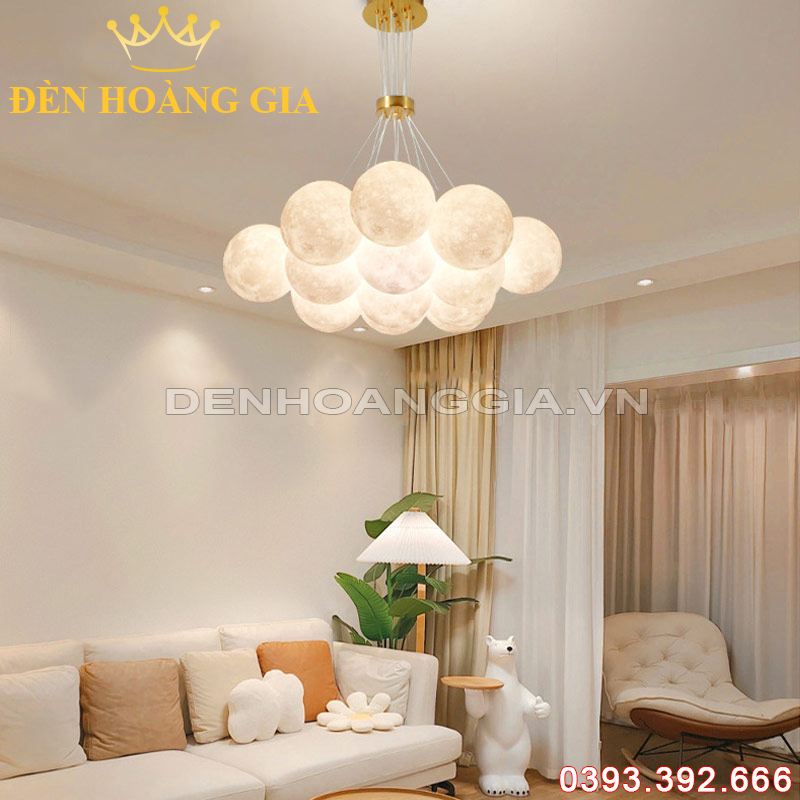 Đèn led thả trang trí Ngọc trai 13 bóng Rolux-DLTNT13B001