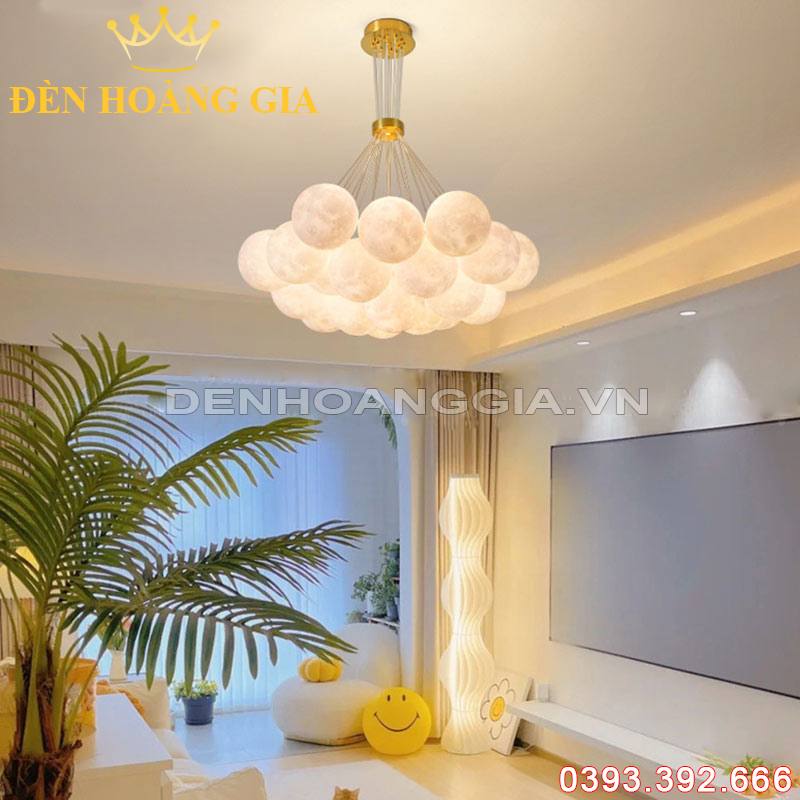 Đèn led thả trang trí Ngọc trai 19 bóng Rolux-DLTNT19B001