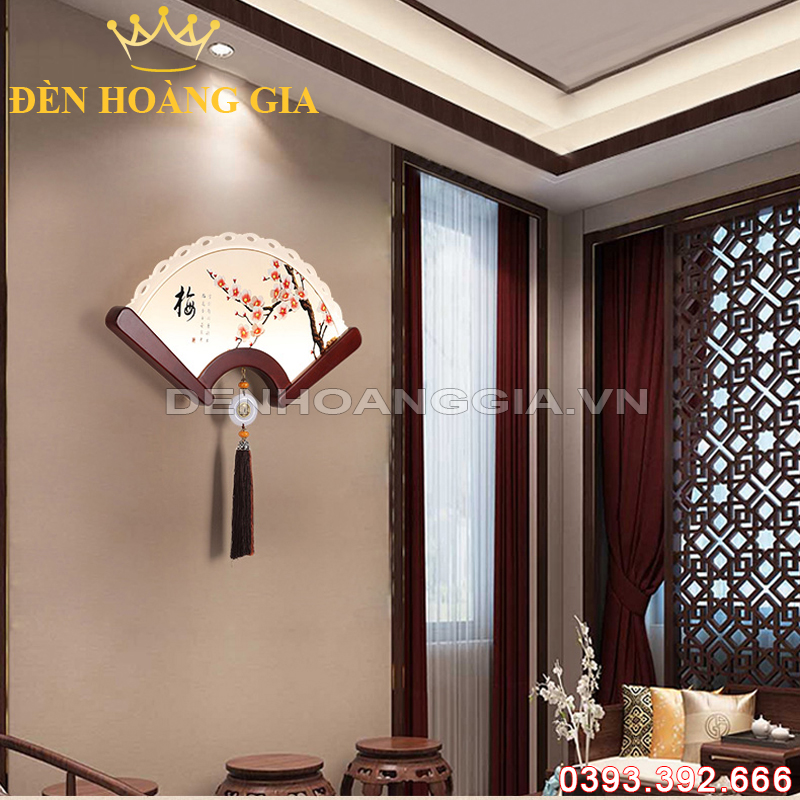 Đèn Led tường hiện đại Decor trang trí hình quạt Hoa Đào Rolux-DTHDHD002
