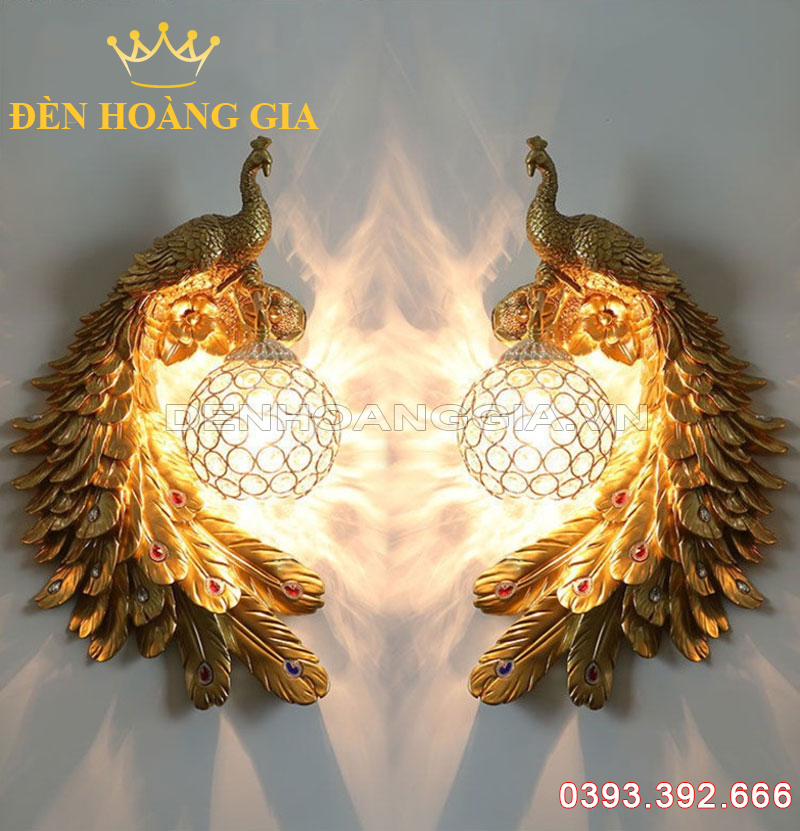 Đèn Led tường hợp kim Đôi Chim Công Rolux-DTHK2BCC6222