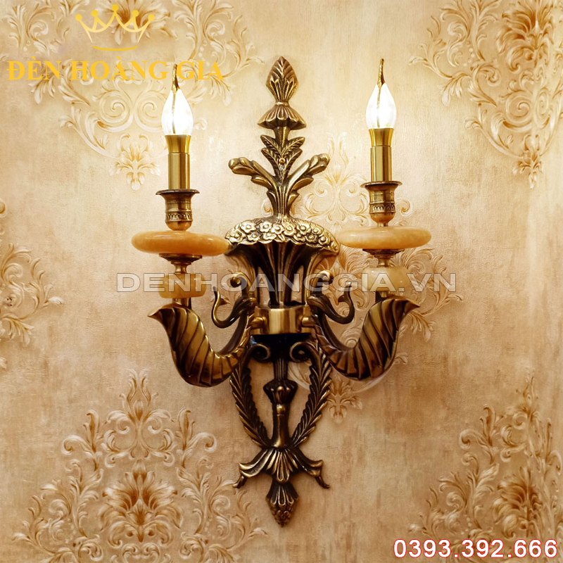 Đèn Led tường nến Đồng đôi cổ điển Rolux-DTND2D9264