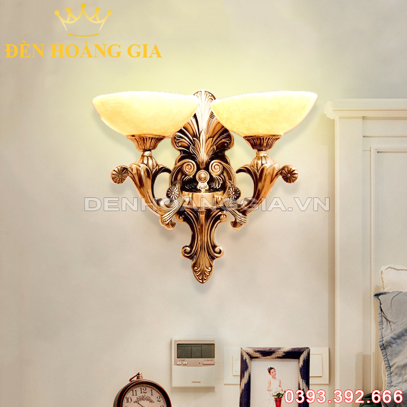 Đèn Led tường nến đồng đôi Hoa Mai Rolux-DTND2D9126