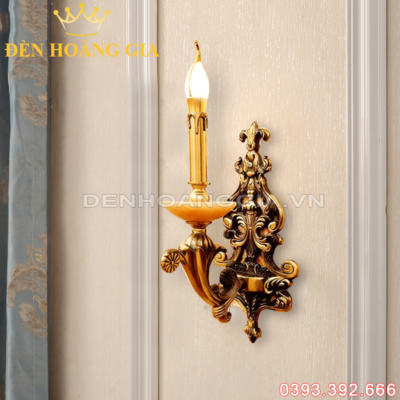 Đèn Led tường nến Đồng đơn Rolux-DTND1D9203