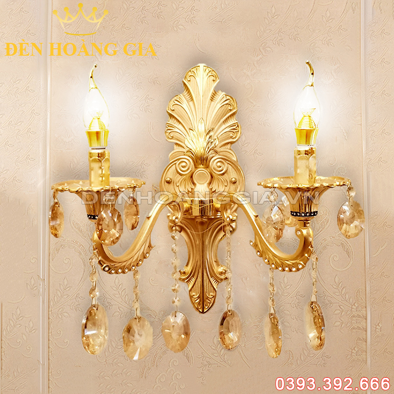 Đèn Led tường nến Vàng Kim đôi Rolux-DTND2D020