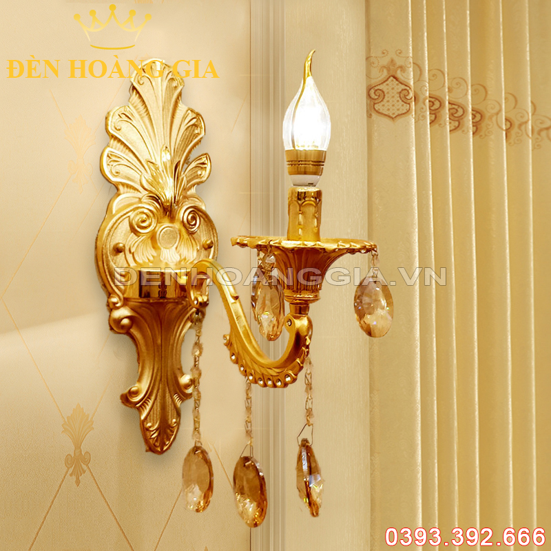 Đèn Led tường nến Vàng Kim đơn Rolux-DTND1D020