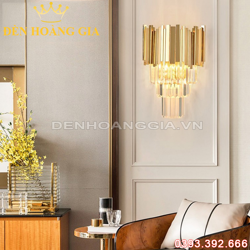 Đèn Led tường Pha lê hiện đại Gold Rolux-DTPL1TB17G