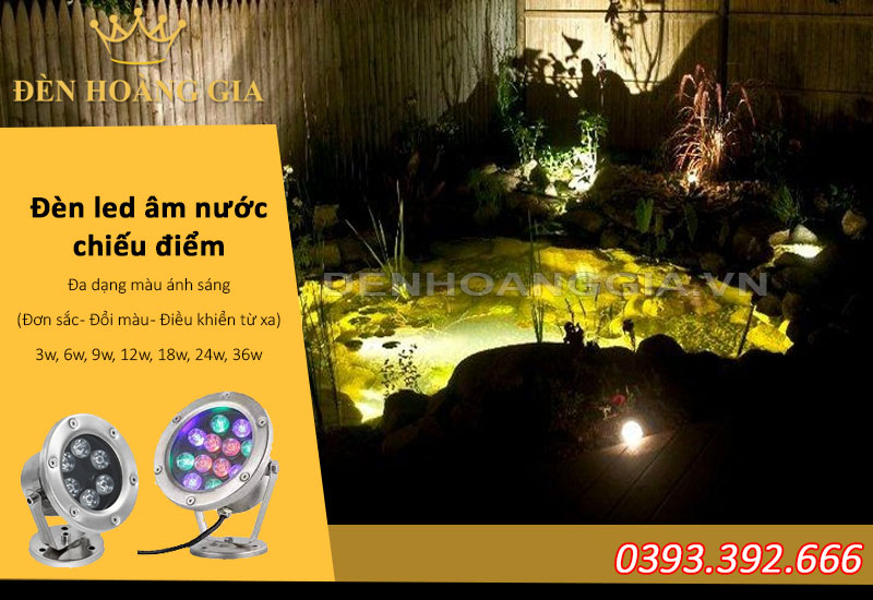 Hồ cá Koi lắp đèn led âm nước chiếu điểm