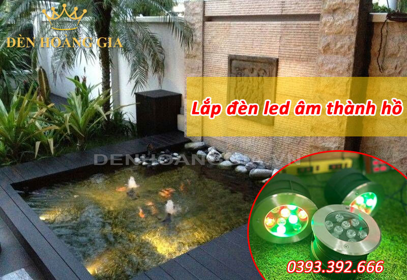 Hồ cá Koi hiện đại lắp đèn led âm nước gắn âm thành hồ
