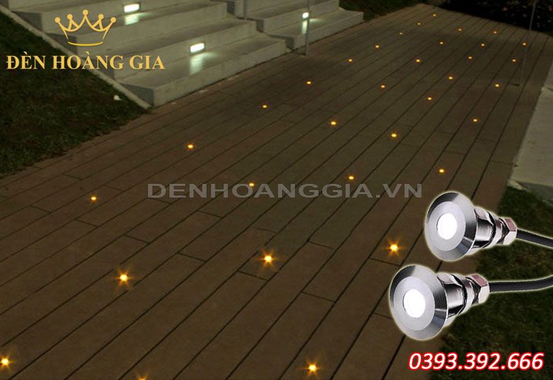 Đèn led âm đất mini trang trí sàn gỗ