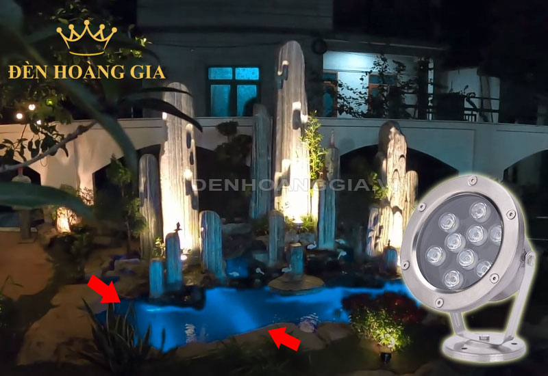 Đèn led âm nước xanh dương 9w