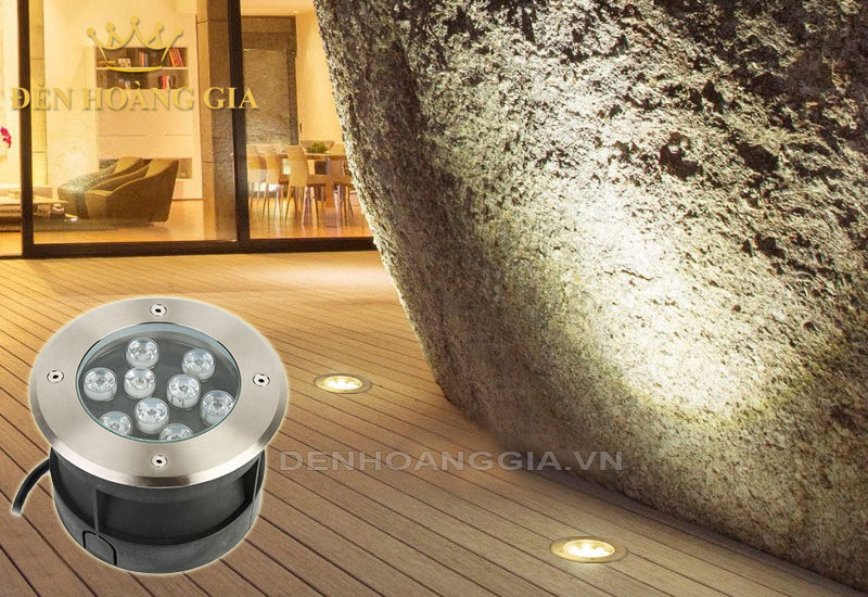 Đèn led âm sàn gỗ hình tròn