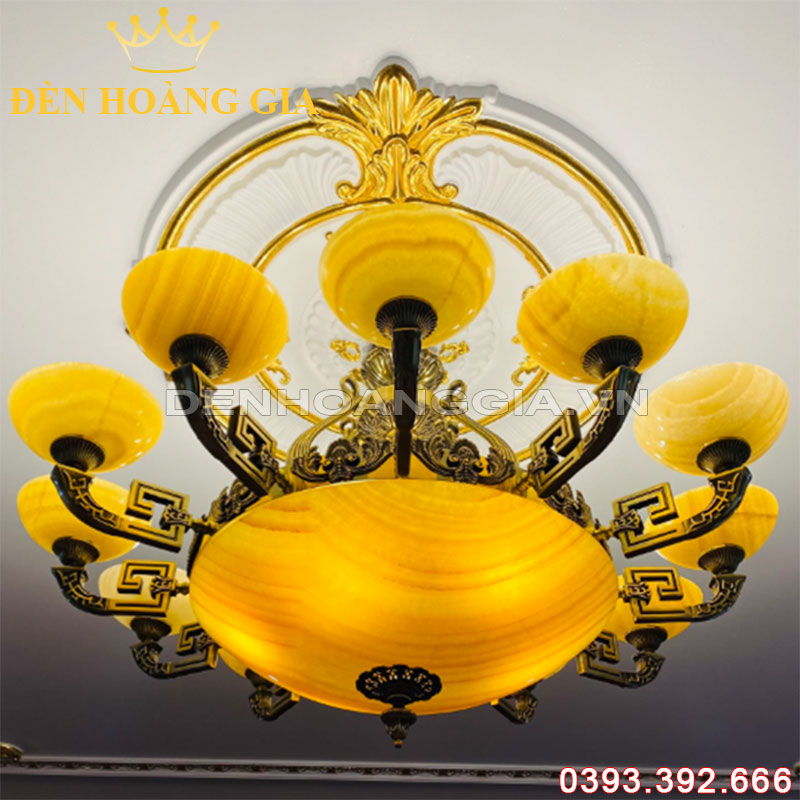 Đèn led chùm Đồng bát đá Rolux-DCD1167 1 Tầng