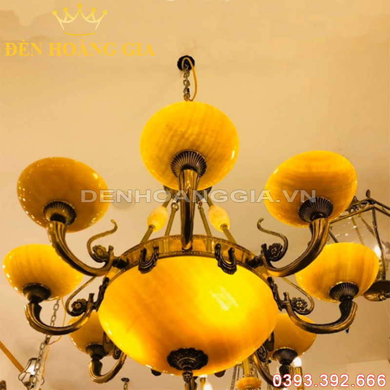 Đèn led chùm Đồng bát đá Rolux-DCD6159 8 Tay