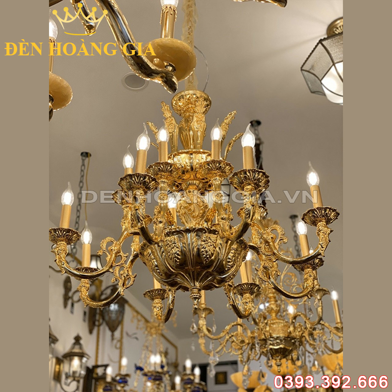 Đèn led chùm Đồng Châu Âu Rolux-DCDCAVT0001 16 Tay