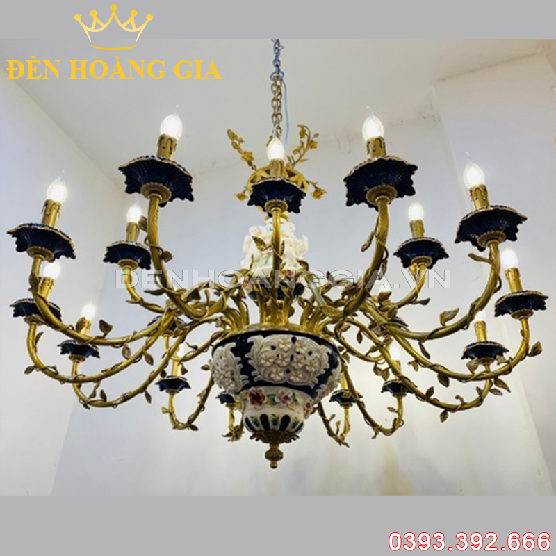 Đèn led chùm Đồng Châu Âu Rolux-DCDCAVT18001 18 Tay