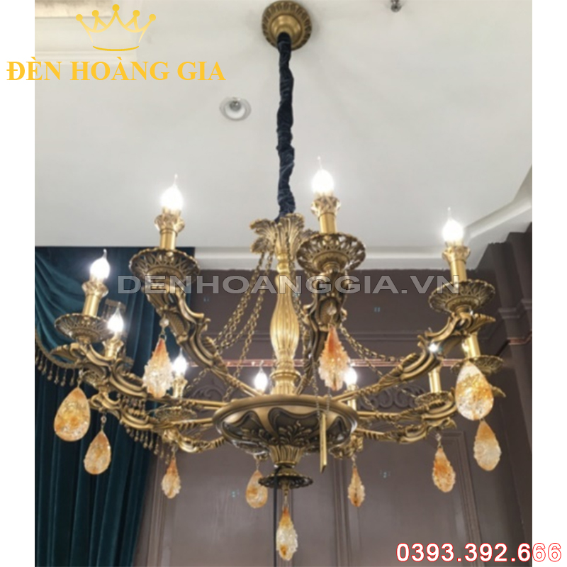 Đèn led chùm Đồng Châu Âu Rolux-DCDCAVT18077 12 Tay