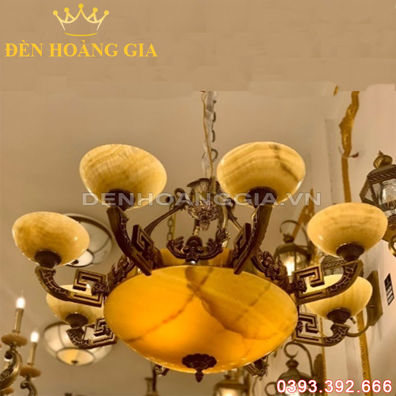 Đèn led chùm Đồng bát đá Rolux-DCD1167 8 Tay