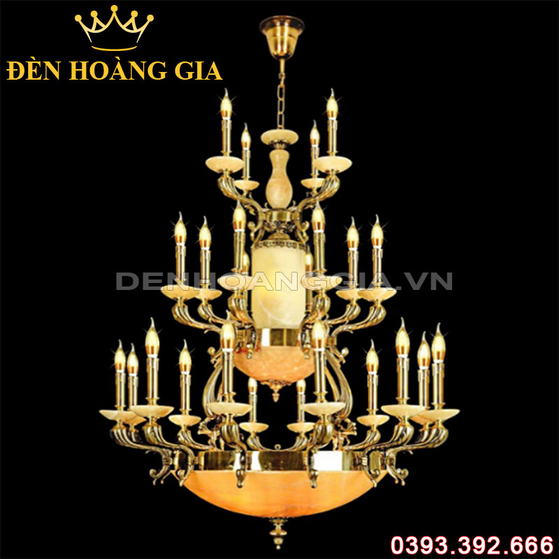 Đèn led chùm Đồng bát đá Rolux-DCD1204 24 Tay