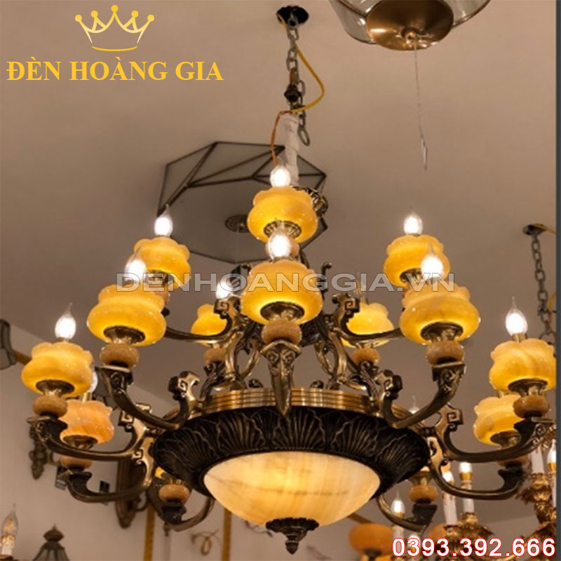 Đèn led chùm Đồng bát đá Rolux-DCD1220 15 Tay