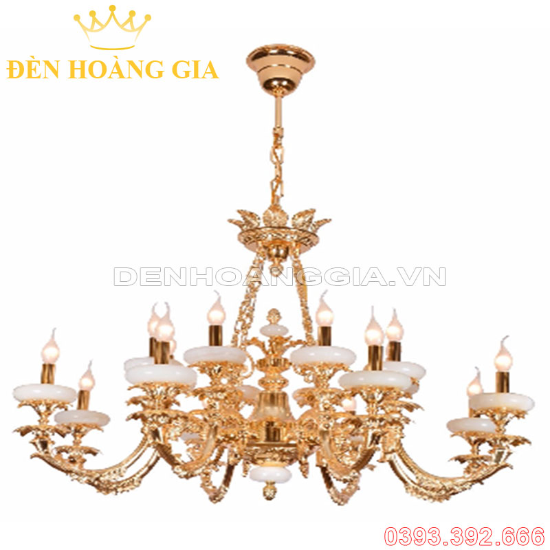 Đèn led chùm Đồng Rolux-DCD1241 16 Tay (màu Vàng 24K)