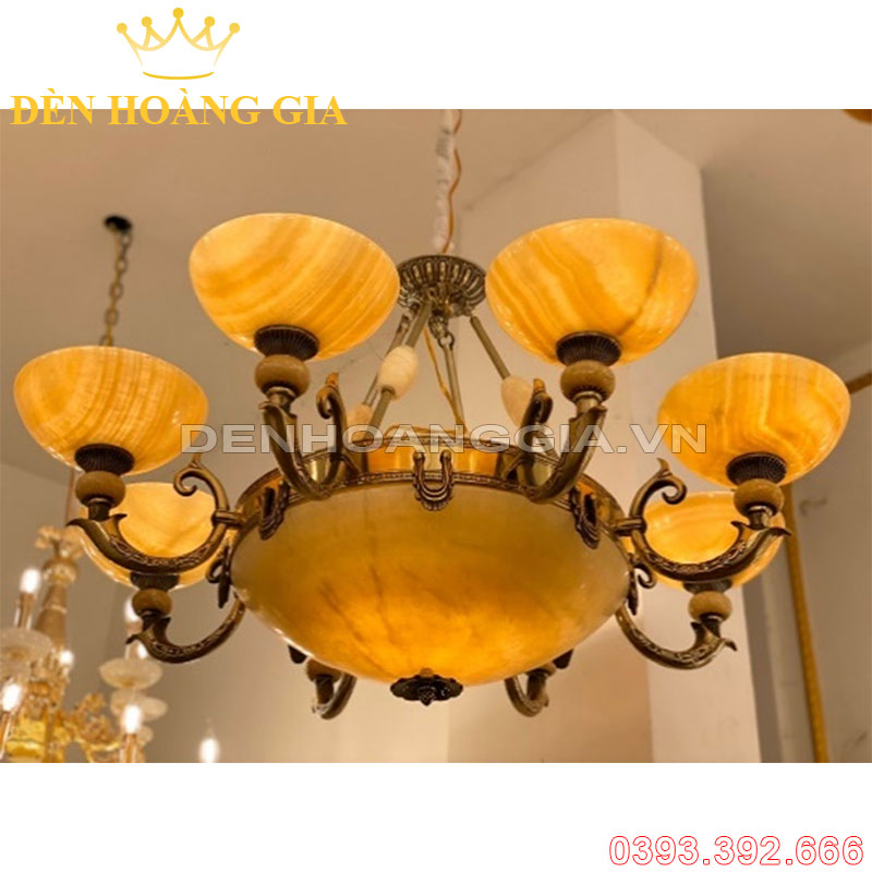 Đèn led chùm Đồng bát đá Rolux-DCD6172 8 Tay