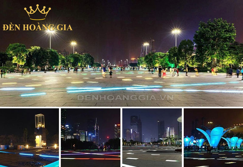 Đèn led âm đất chiếu sáng sân quảng trường, công viên