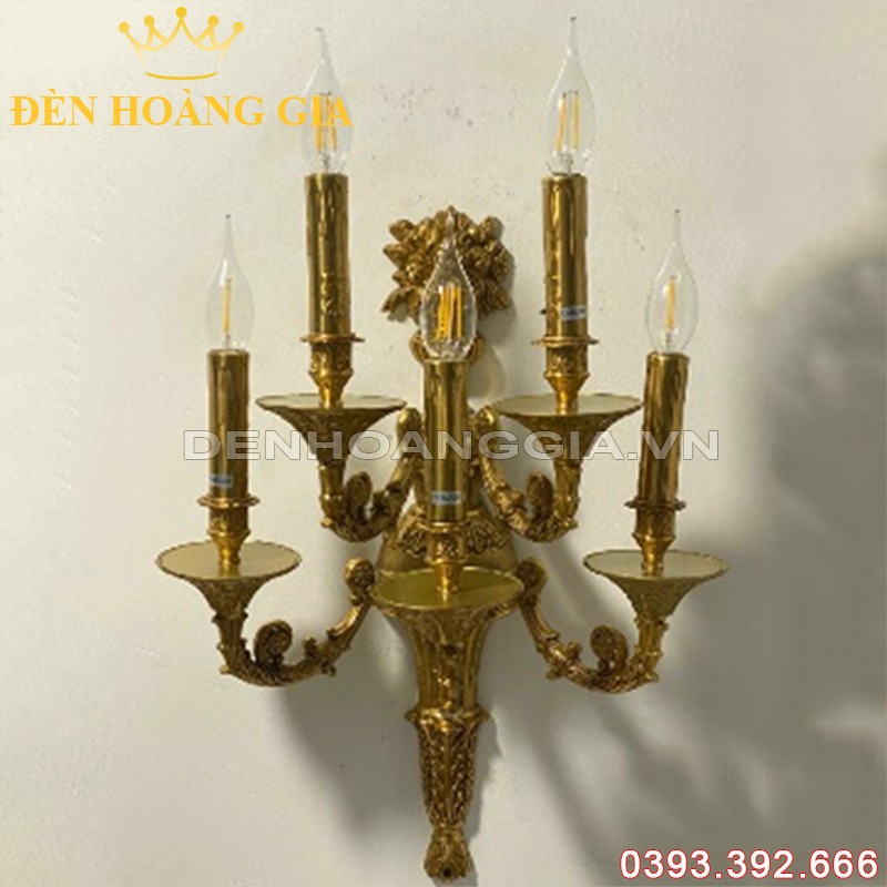 Đèn led tường nến Đồng Rolux-DTNDVT1182 5 Tay