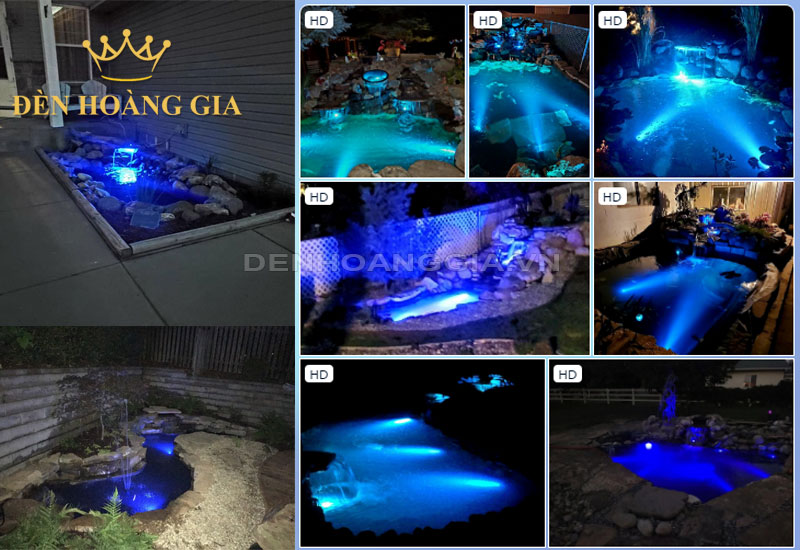 Đèn led âm nước hồ cá Koi màu xanh dương