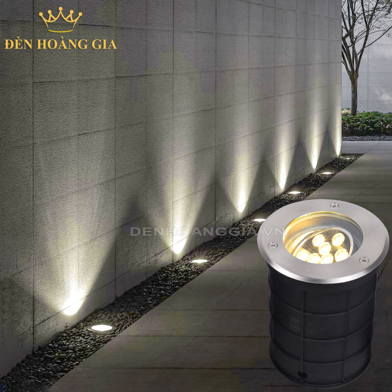Sử dụng đèn led âm đất chỉnh hướng lắp chiếu hắt chân tường