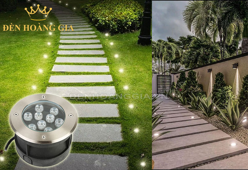 Lắp đèn led âm đất hình tròn chiếu sáng lối đi