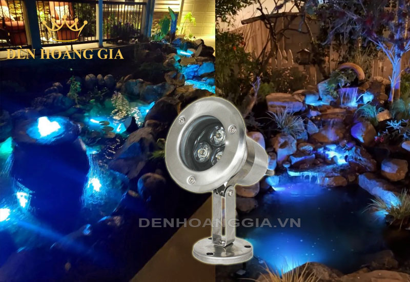 Lắp đèn led âm nước xanh dương 3w cho hồ cá Koi có chiều rộng dưới 1.5m