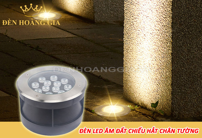Đèn led âm đất hình tròn chiếu hắt chân tường