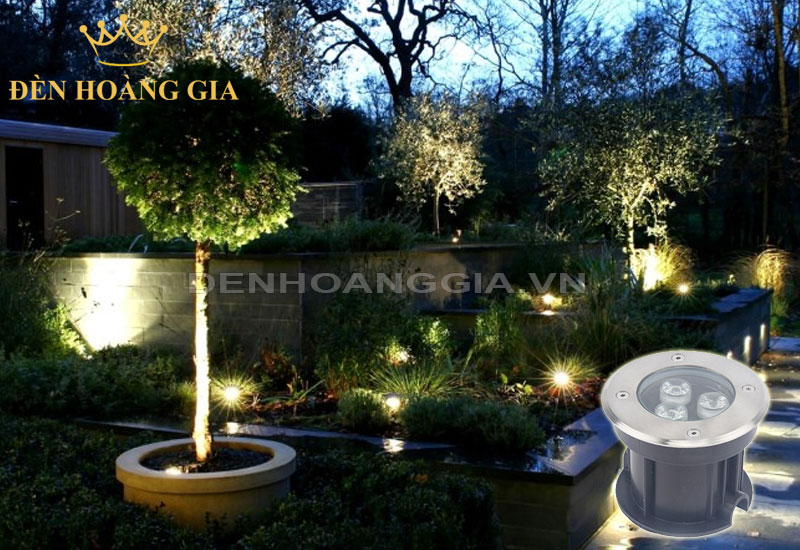 Sử dụng đèn led âm đất chiếu sáng sân vườn