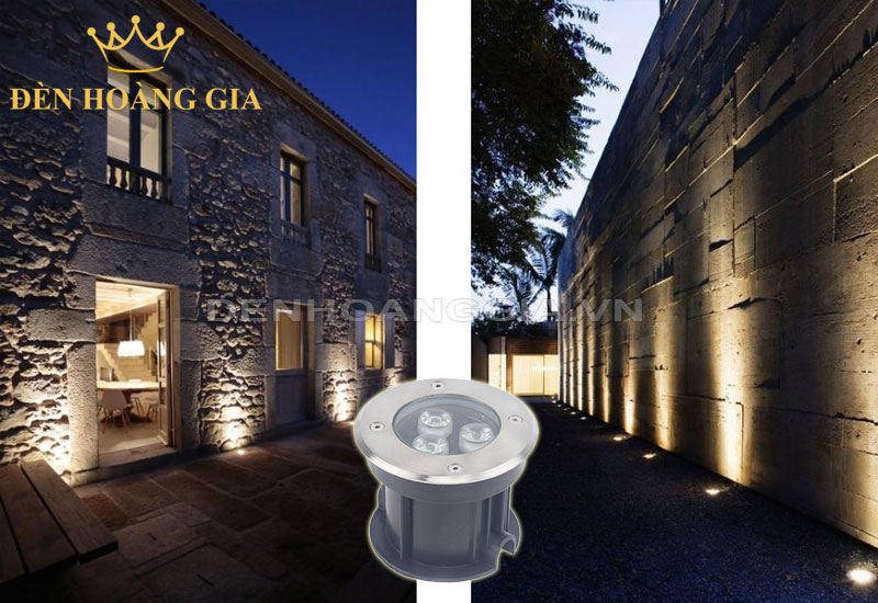 Lắp đèn led âm đất chiếu sáng chân tường ngoài trời