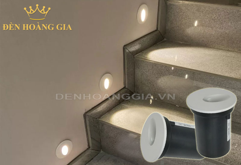 Ứng dụng lắp đèn led âm bậc cầu thang hình tròn trong nhà