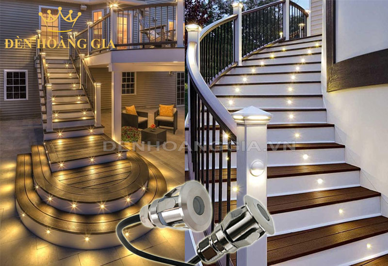 Ứng dụng lắp đèn led âm đất mini 1w kích thước D25mm cho bậc cầu thang