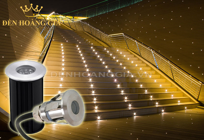 Ứng dụng đèn led âm đất mini lắp âm thành bậc cầu thang