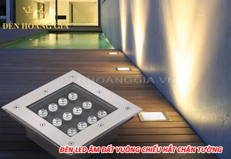 Đèn led âm đất vuông chiếu hắt chân tường
