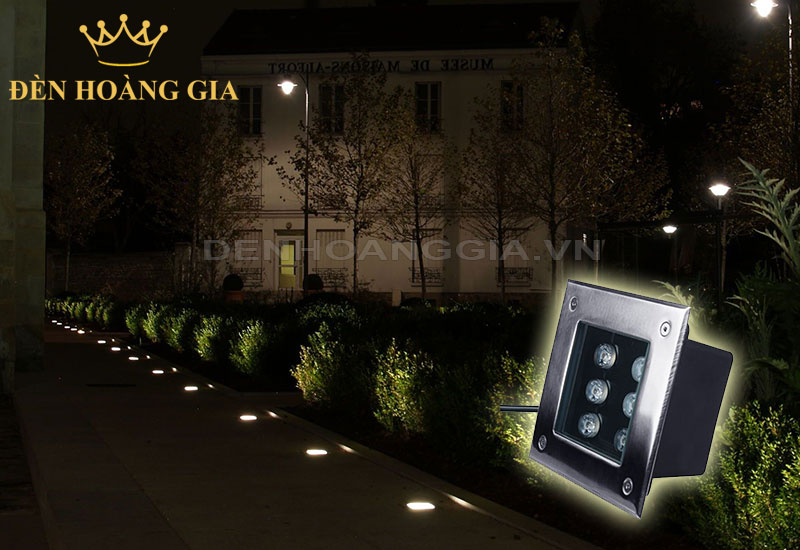 Chiếu sáng lối đi sân vườn với đèn led âm đất hình vuông