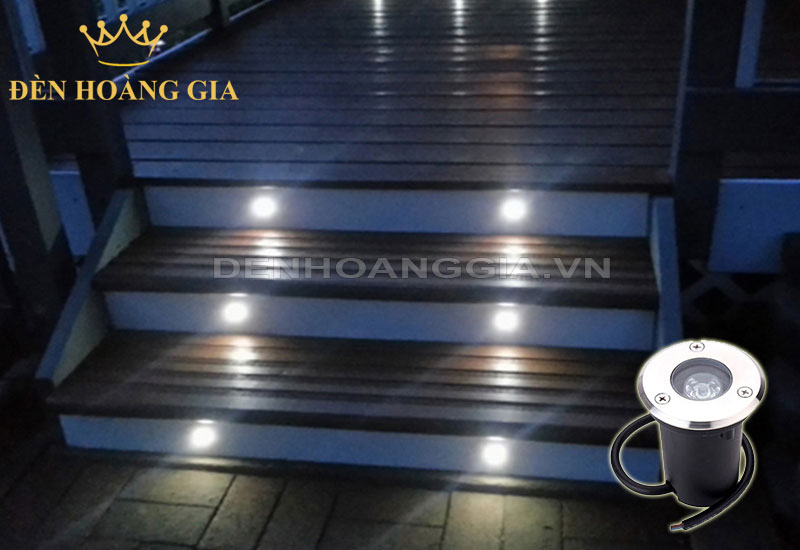 Ứng dụng lắp đèn led âm bậc cầu thang 1w tròn