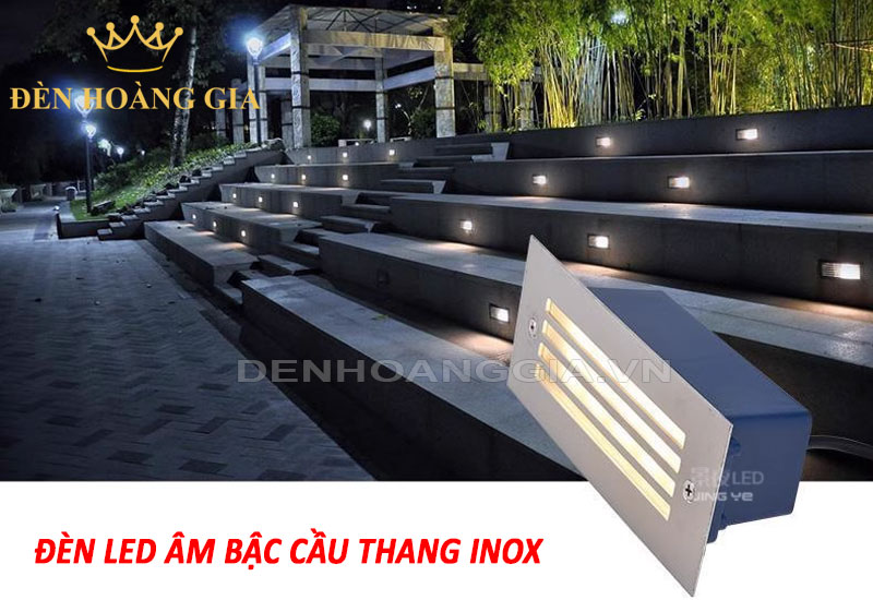 Ứng dụng lắp đèn led âm bậc cầu thang hình chữ nhật Inox 304 