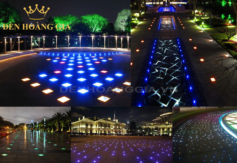 Ứng dụng lắp đèn âm đất sân vườn trang trí sân quảng trường