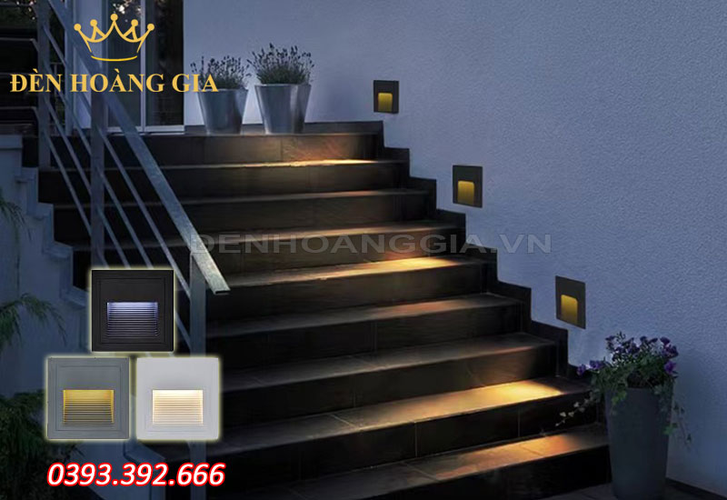 Công trình lắp đèn rọi bậc cầu thang hình vuông
