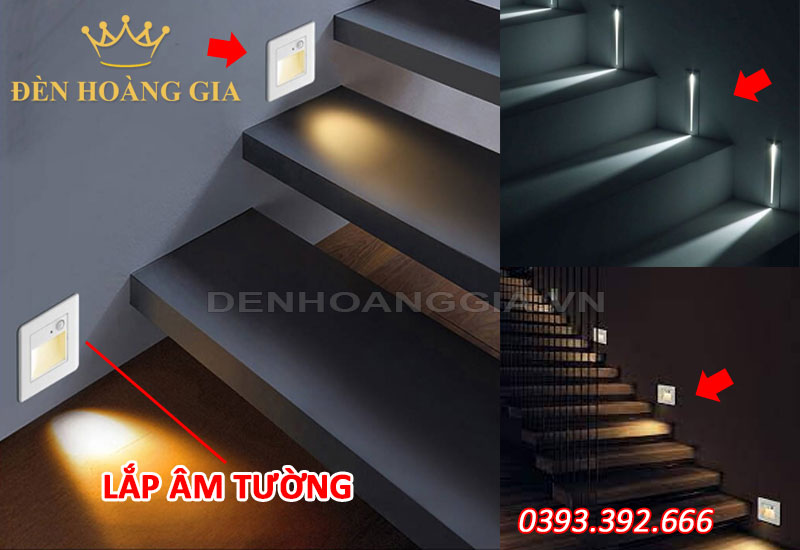 Đèn led âm tường chiếu sáng bậc cầu thang