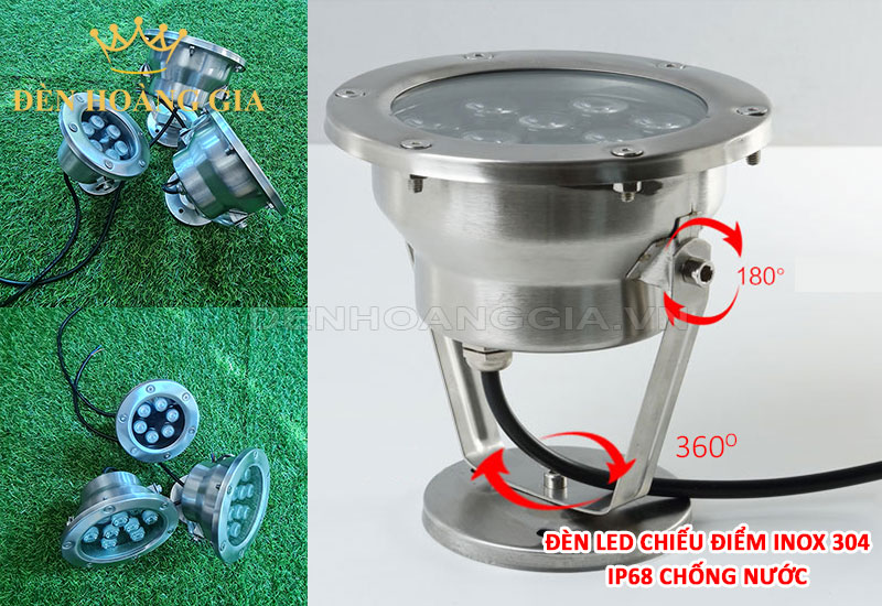 Đèn led chiếu điểm Inox 304 có khả năng xoay chỉnh linh hoạt