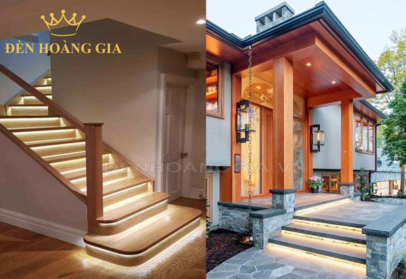 Lắp đèn led dây chiếu sáng chân cầu thang đẹp cho công trình trong nhà và ngoài trời