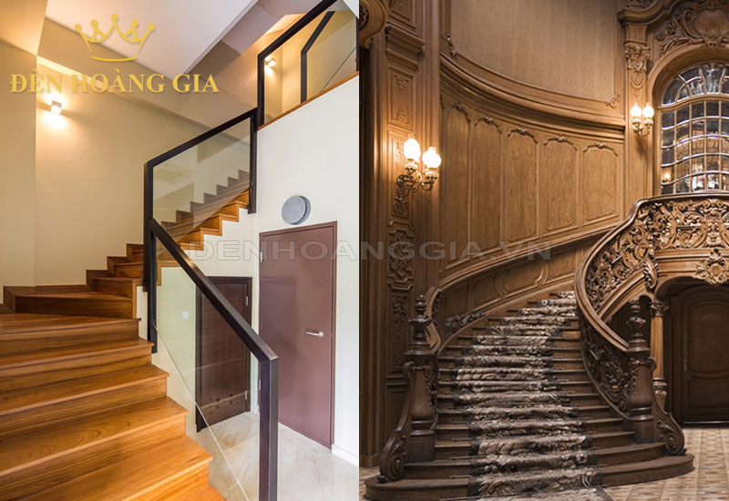 Ứng dụng lắp đèn treo tường chiếu sáng cầu thang