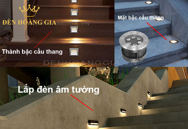 Nên lắp đèn âm mặt bậc cầu thang hay âm tường và âm thành bậc?